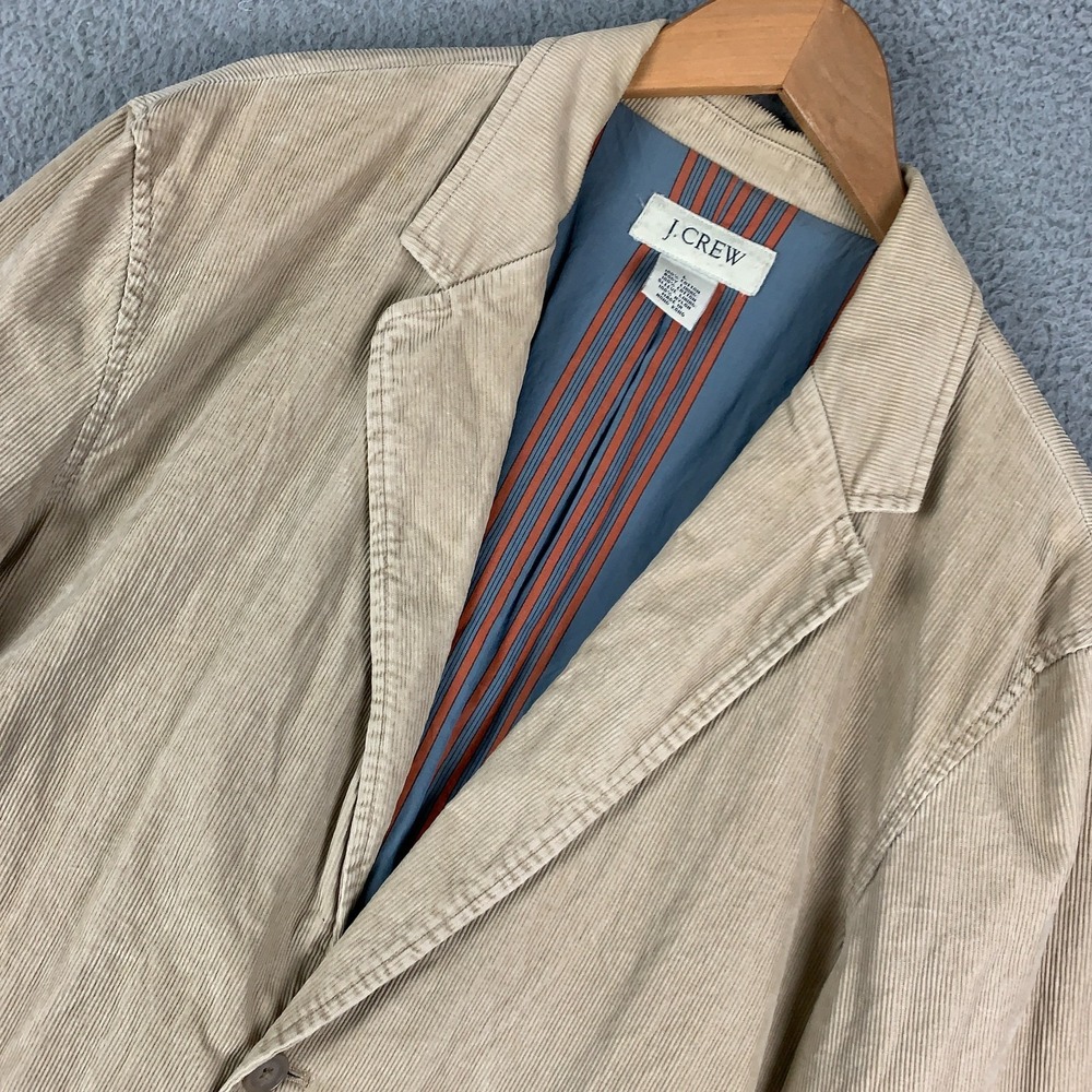 Vintage J.Crew Corduroy Sport Coat Mens Large Tan Khaki Two Button Blazer Cotton